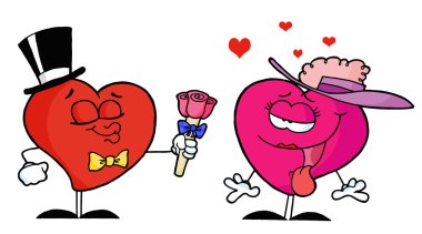 Sweet Male Heart Giving Flowers To clipart