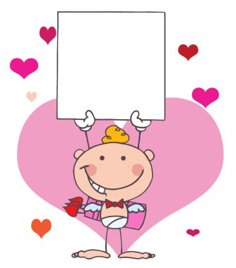 Cartoon Stick Cupid with Banner clipart