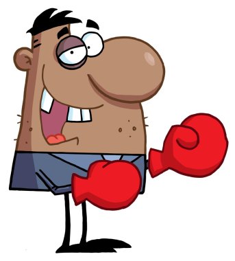 Businessman with Black Eye Wears Boxing Gloves clipart