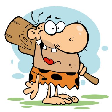 Happy Caveman with Club clipart