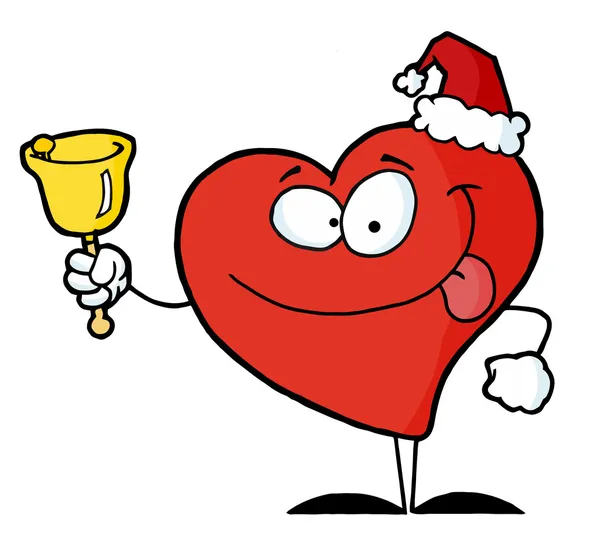 Roter Philanthrop Herz Charakter klingelt eine Glocke — Stockfoto