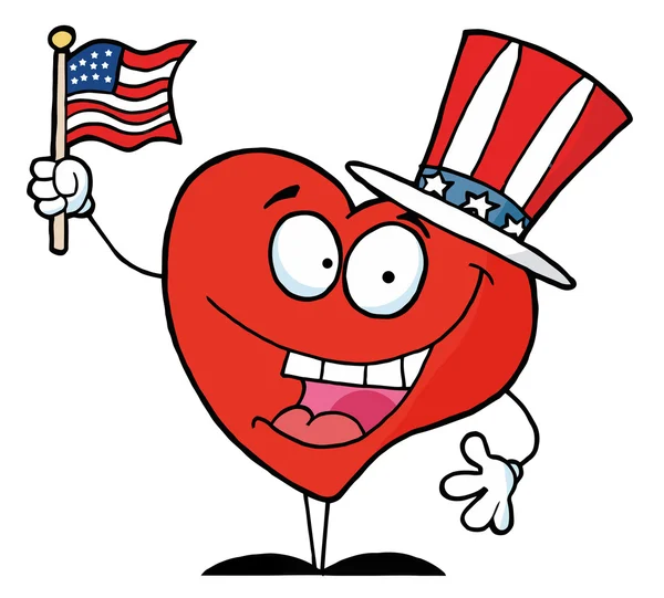 Felice cuore rosso in un cappello patriottico — Foto Stock