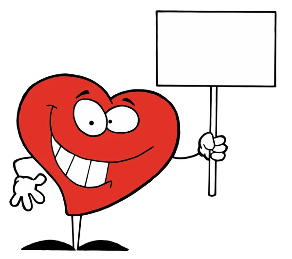 Happy Heart Holding A Blank Sign — Stock Photo, Image