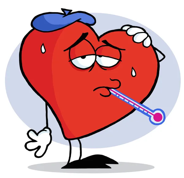 Grip basmış kırmızı kalp — Stok fotoğraf