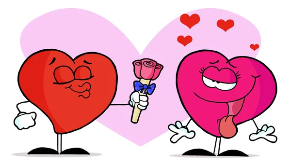 Coração masculino doce dando rosas — Fotografia de Stock