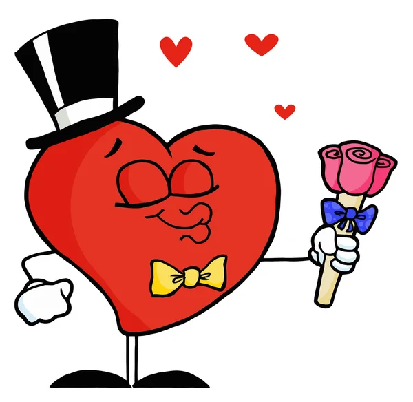 Gentleman Heart Holding Roses — Stock Photo, Image