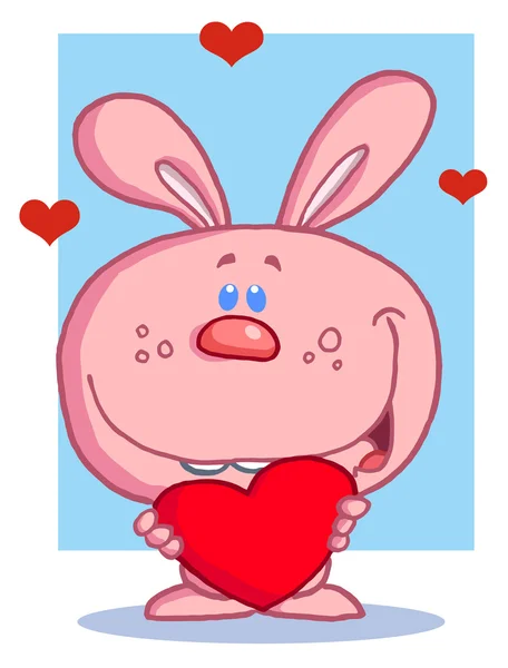 Conejo rosa romántico con corazón — Foto de Stock