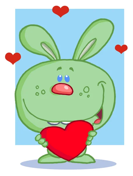 Conejo verde con corazón — Foto de Stock