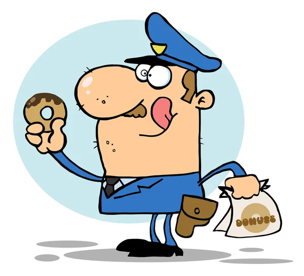 Polizist isst Donut — Stockfoto
