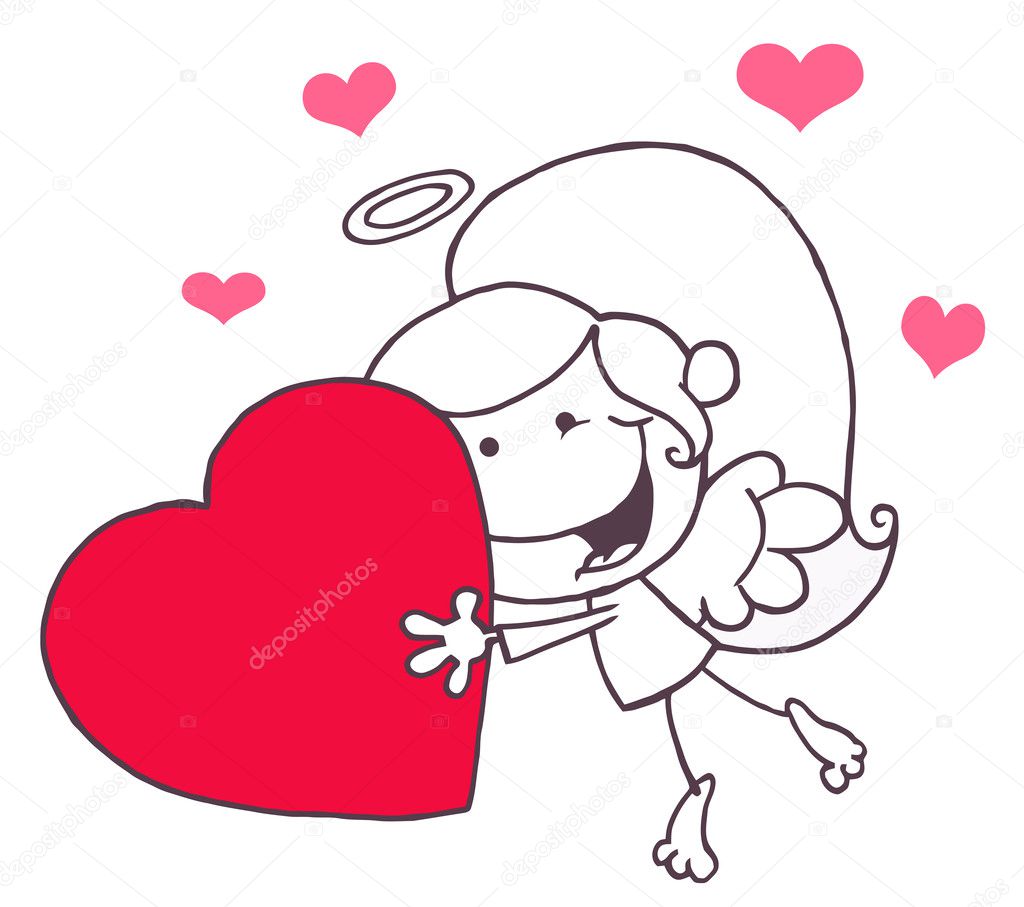 Cupid Girl Flying With Heart