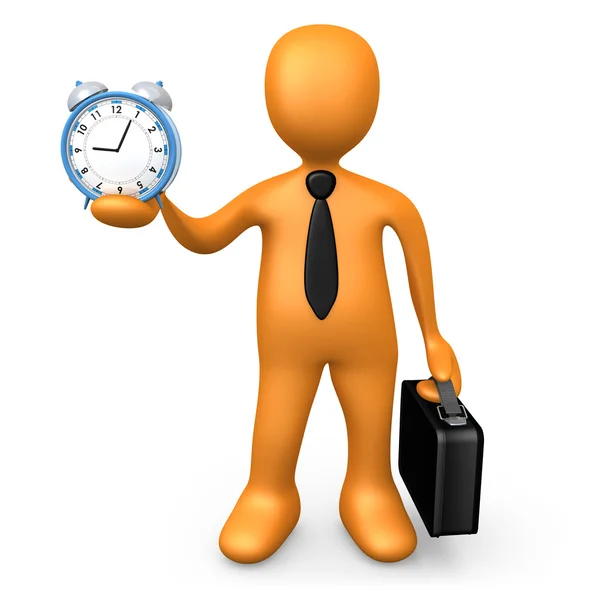 Empresario sosteniendo un reloj — Foto de Stock