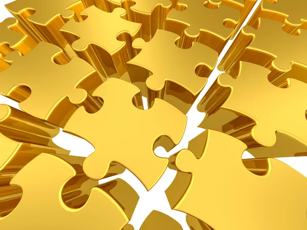 Złota puzzle 3d — Zdjęcie stockowe