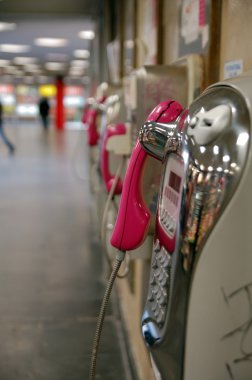 Pink public phone clipart