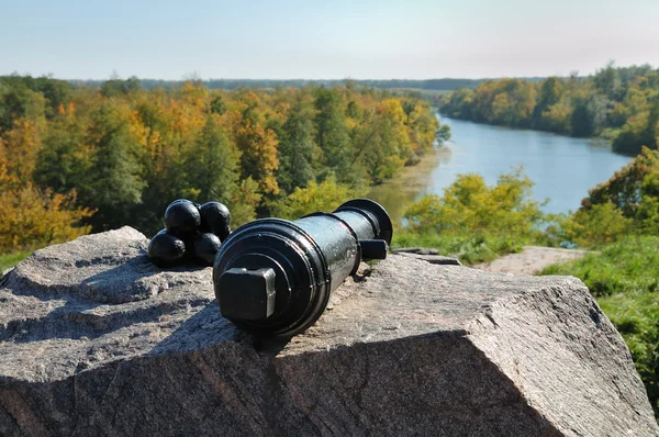 stock image Cannon witn cannonballs