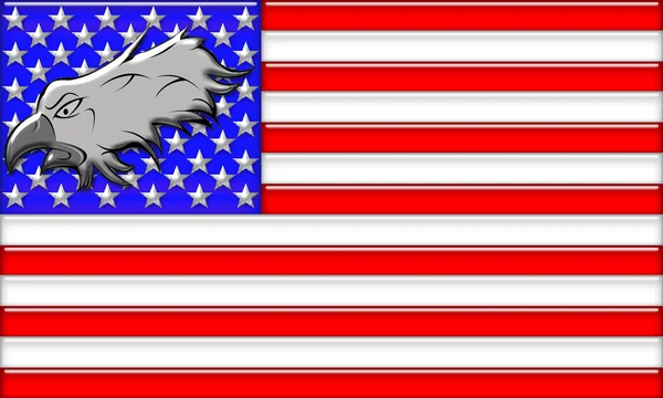 Bald eagle op Amerikaanse vlag — Stockfoto