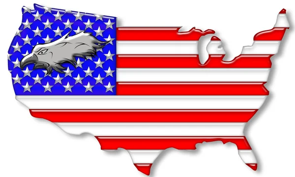 Orel bělohlavý na americkou vlajku — Stock fotografie