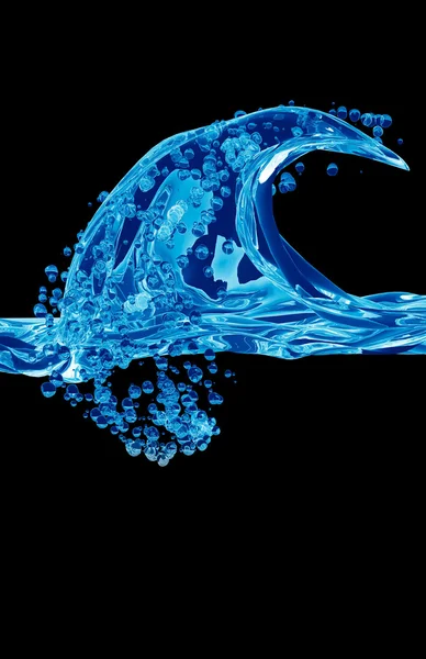 Mavi dalga ve siyah adam üzerinde kabarcıklar — Stok fotoğraf