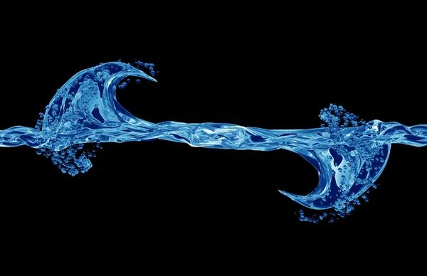 Mavi dalga ve siyah adam üzerinde kabarcıklar — Stok fotoğraf