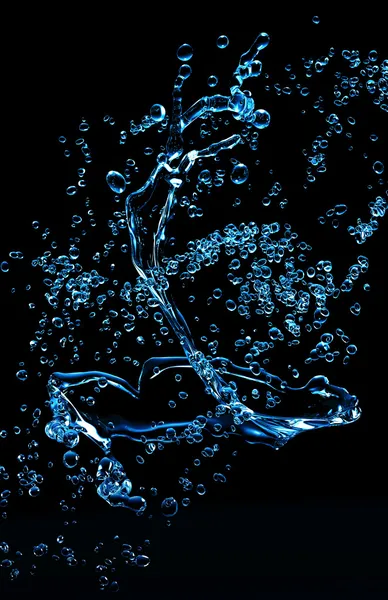 Agua azul sobre fondo negro — Foto de Stock