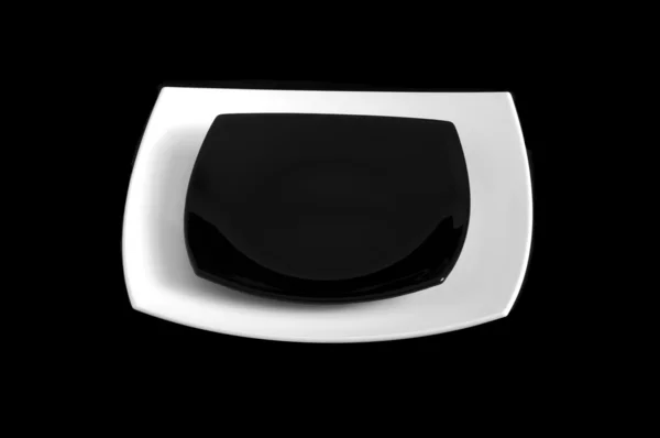 Bílá a černá talíř Stock Snímky