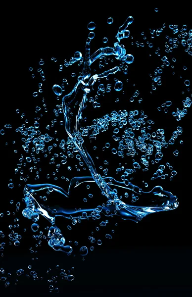 Blauwe water op zwarte achtergrond Stockfoto