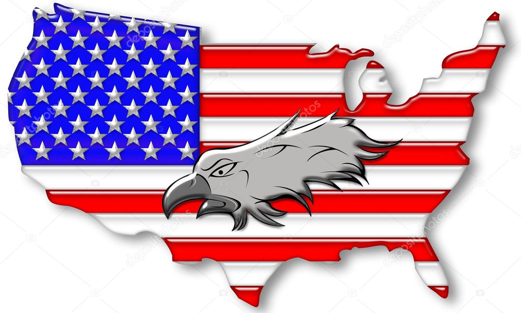 Bald eagle on American flag