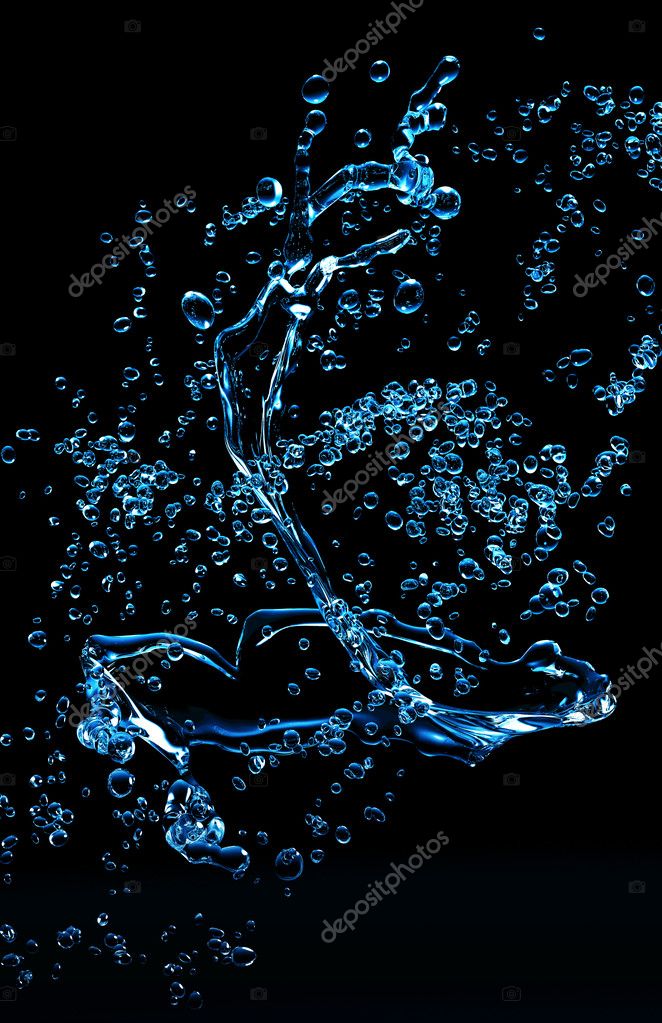 Blue water on black background Stock Photo by ©lolaferari 2225276