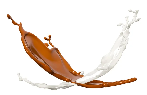 チョコレートと牛乳のスプラッシュ — ストック写真