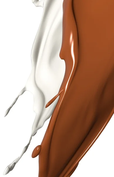 Schokolade und Milchspritzer — Stockfoto