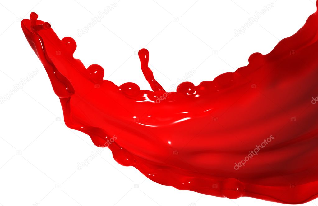 Red splash on white background