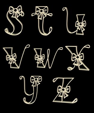 S - z bow alphabet vector clipart