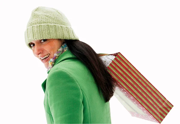 stock image Woman carrying shopping bag