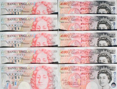 Fifty Pound Notes - Great Britain clipart