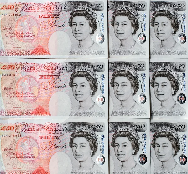 Notas de 50 libras - Grã-Bretanha — Fotografia de Stock
