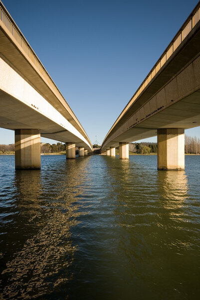 Commonwealth Bridge over Lake Burley Griffin, in Australia's capital city, Canberra.