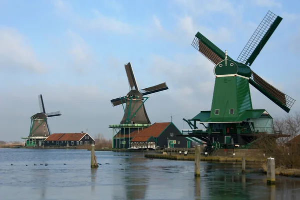 Holandské větrné mlýny — Stock fotografie