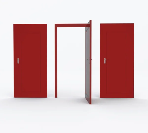 Tre röda dörrar — Stockfoto