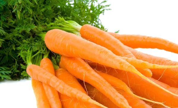 Un mucchio di carote sopra il bianco — Foto Stock