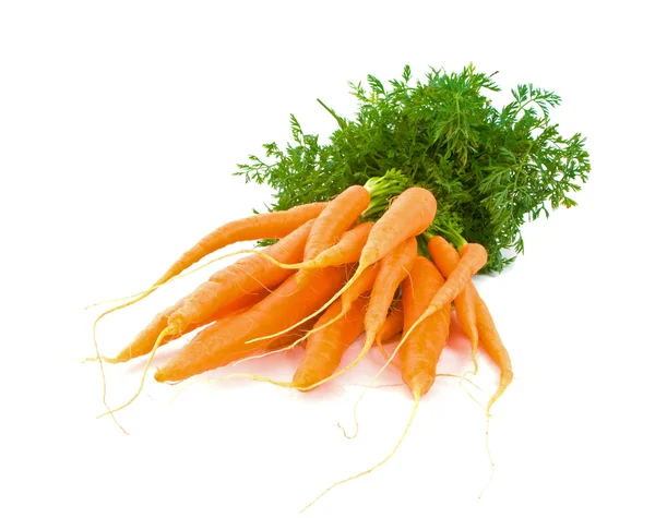 Un mucchio di carote sopra il bianco — Foto Stock