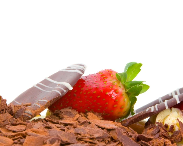 Decoración de pastel de fresa y chocolate Imágenes de stock libres de derechos