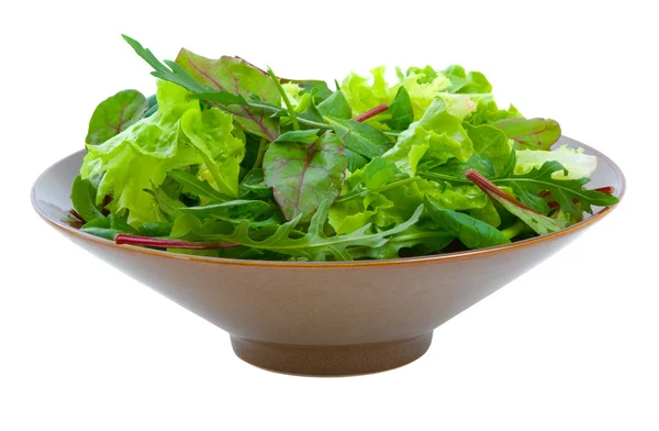 Salada mista Verdes sobre branco — Fotografia de Stock