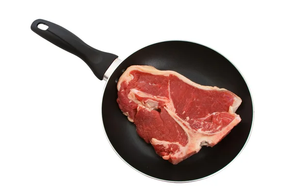 Stek Tbone w frypan — Zdjęcie stockowe