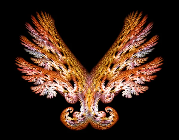 Asas de anjo de ouro Emblema sobre preto — Fotografia de Stock