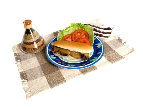 Roast Beef and Gravy Roll with salad — Stok fotoğraf