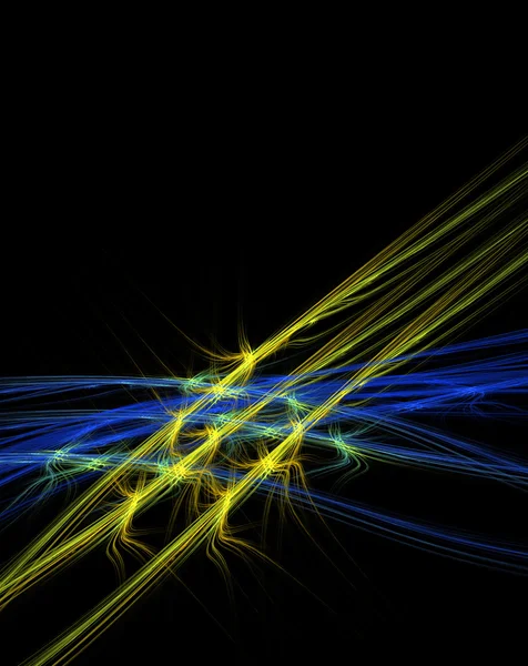 Blauer und gelber abstrakter Stacheldraht — Stockfoto