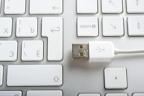 De moderna och eleganta tangentbord och USB-anslutning — Stockfoto