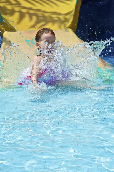 stock image The little girl plays in water