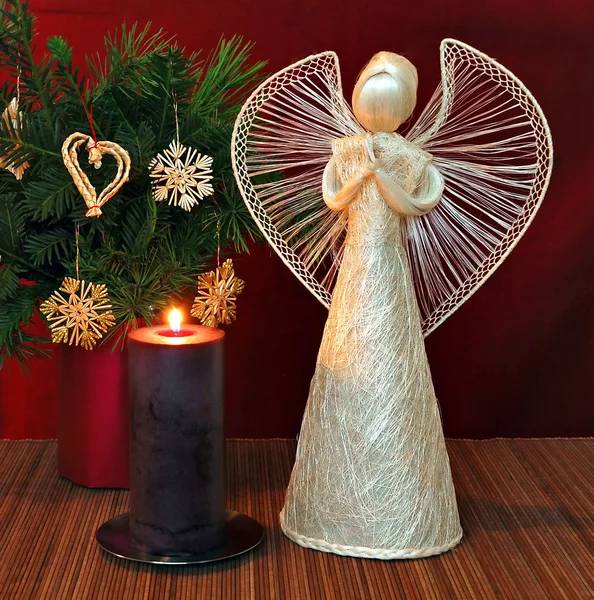 天使和蜡烛 — 图库照片