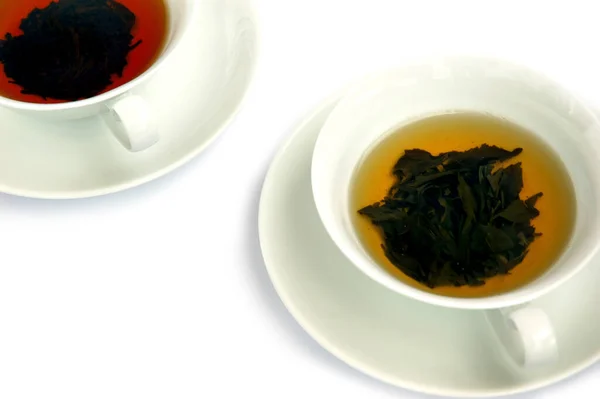 Schwarzer und grüner Tee — Stockfoto