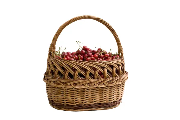 Basket with cherries — Stock Photo, Image